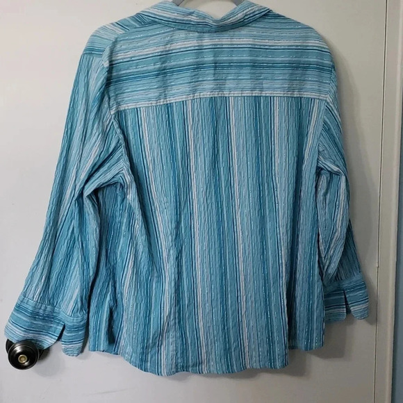 JM Collection Blue Button Down - Picture 10 of 13